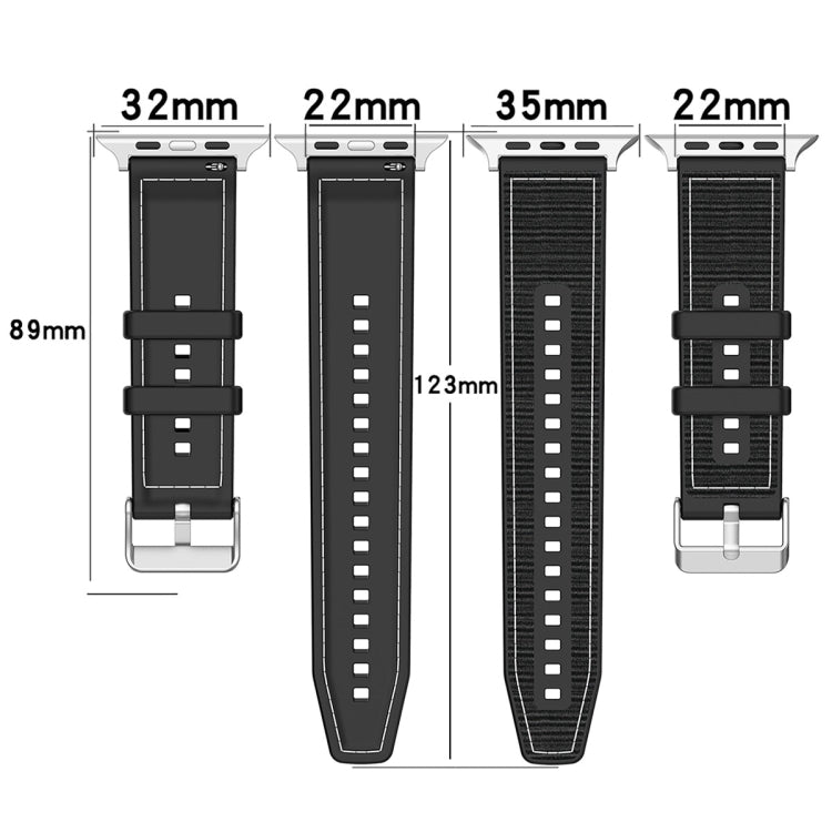 For Apple Watch Series 2 42mm Ordinary Buckle Hybrid Nylon Braid Silicone Watch Band(Black) - Watch Bands by PMC Jewellery | Online Shopping South Africa | PMC Jewellery