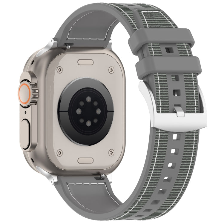 For Apple Watch Series 9 41mm Official Buckle Hybrid Nylon Braid Silicone Watch Band(Grey) - Watch Bands by PMC Jewellery | Online Shopping South Africa | PMC Jewellery