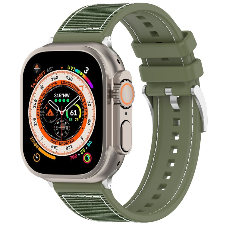 For Apple Watch Ultra 49mm Official Buckle Hybrid Nylon Braid Silicone Watch Band(Green) - Watch Bands by PMC Jewellery | Online Shopping South Africa | PMC Jewellery