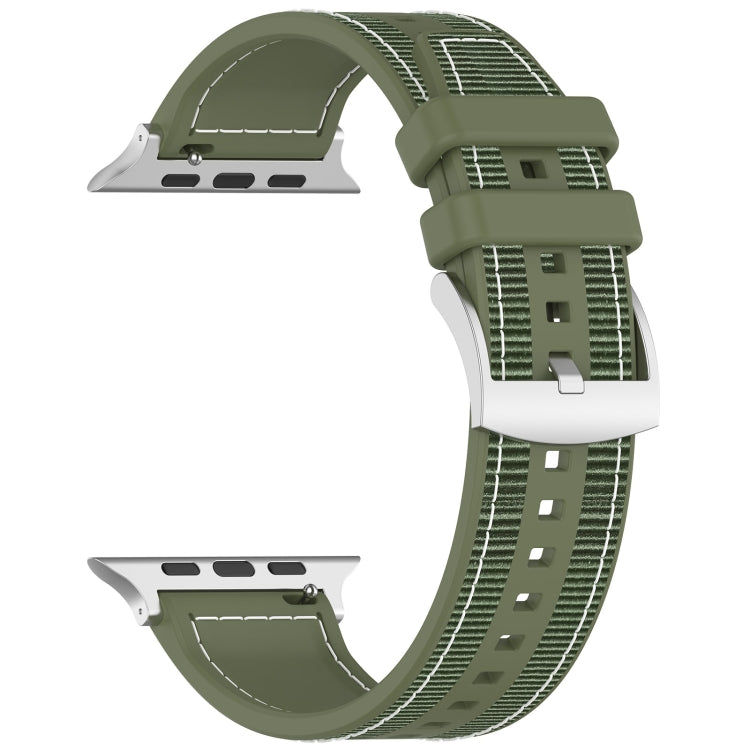 For Apple Watch Ultra 49mm Official Buckle Hybrid Nylon Braid Silicone Watch Band(Green) - Watch Bands by PMC Jewellery | Online Shopping South Africa | PMC Jewellery