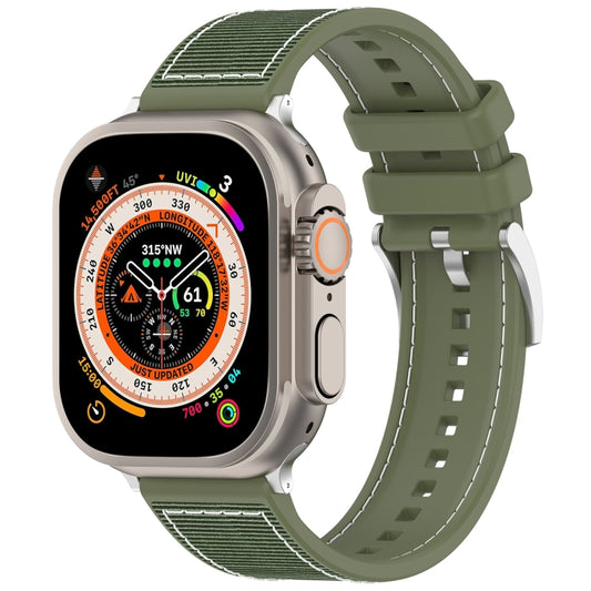 For Apple Watch SE 2022 40mm Official Buckle Hybrid Nylon Braid Silicone Watch Band(Green) - Watch Bands by PMC Jewellery | Online Shopping South Africa | PMC Jewellery