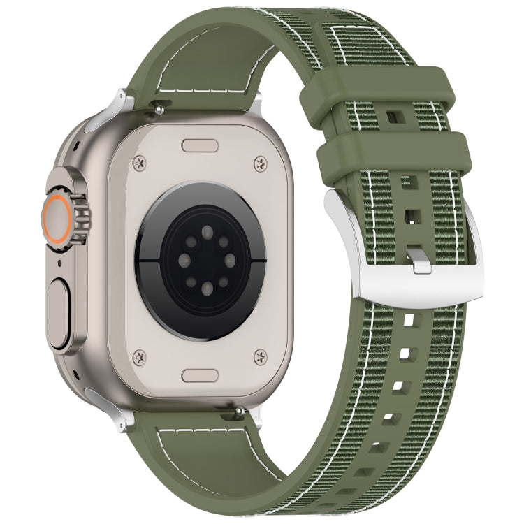 For Apple Watch Series 7 41mm Official Buckle Hybrid Nylon Braid Silicone Watch Band(Green) - Watch Bands by PMC Jewellery | Online Shopping South Africa | PMC Jewellery