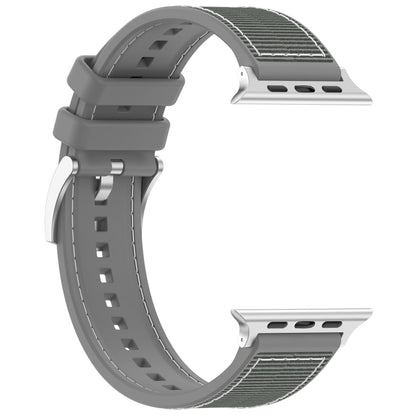 For Apple Watch Series 7 45mm Official Buckle Hybrid Nylon Braid Silicone Watch Band(Grey) - Watch Bands by PMC Jewellery | Online Shopping South Africa | PMC Jewellery