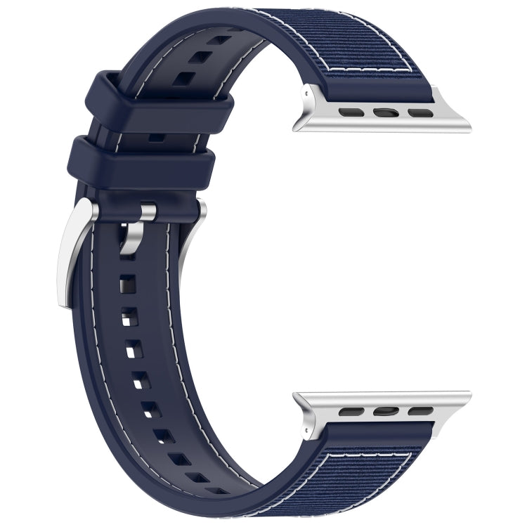 For Apple Watch SE 40mm Official Buckle Hybrid Nylon Braid Silicone Watch Band(Midnight Blue) - Watch Bands by PMC Jewellery | Online Shopping South Africa | PMC Jewellery