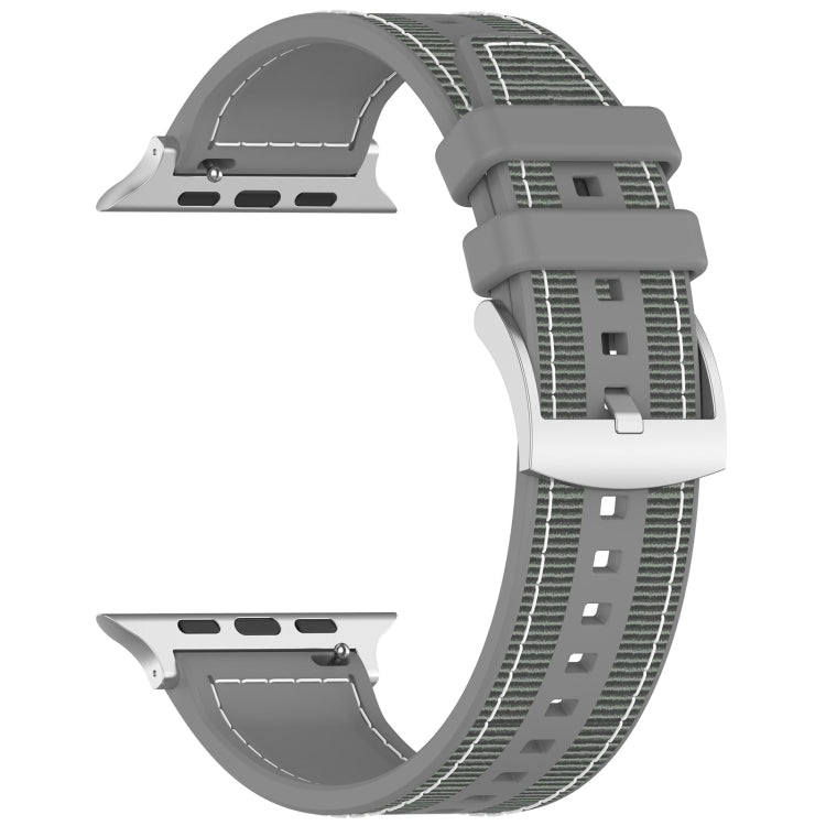 For Apple Watch Series 6 44mm Official Buckle Hybrid Nylon Braid Silicone Watch Band(Grey) - Watch Bands by PMC Jewellery | Online Shopping South Africa | PMC Jewellery