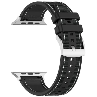 For Apple Watch Series 4 40mm Official Buckle Hybrid Nylon Braid Silicone Watch Band(Black) - Watch Bands by PMC Jewellery | Online Shopping South Africa | PMC Jewellery