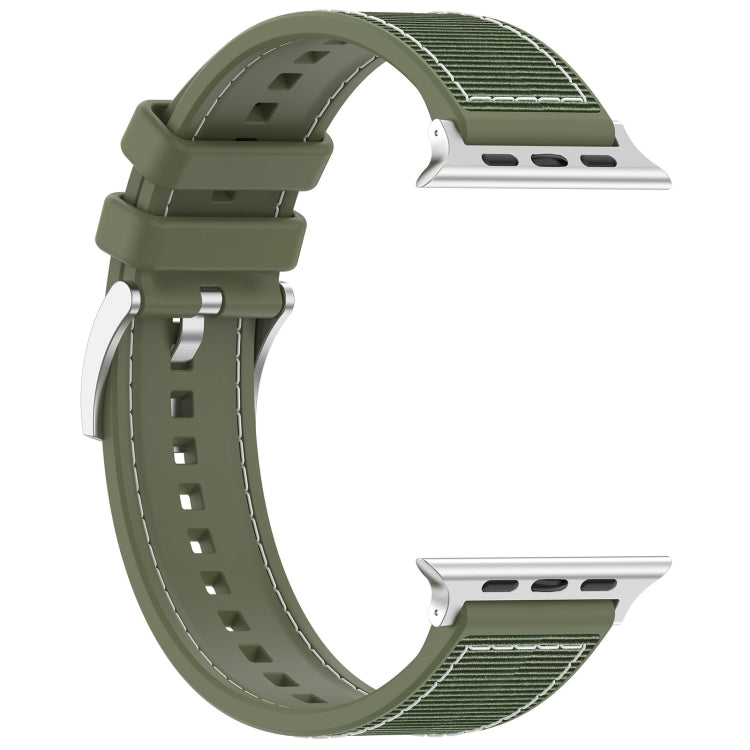 For Apple Watch Series 2 42mm Official Buckle Hybrid Nylon Braid Silicone Watch Band(Green) - Watch Bands by PMC Jewellery | Online Shopping South Africa | PMC Jewellery