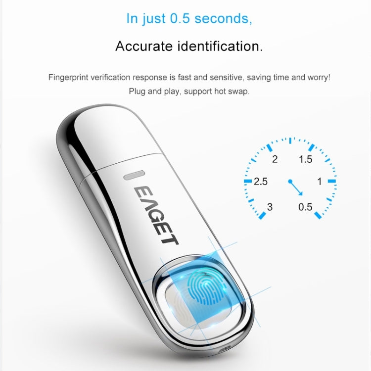 EAGET FU60 64G USB 3.0 Interface Metal Flash U Disk with Fingerprint Identification - USB Flash Drives by EAGET | Online Shopping South Africa | PMC Jewellery | Buy Now Pay Later Mobicred