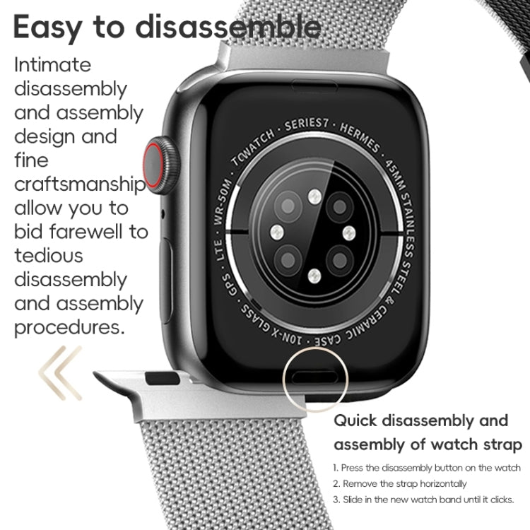 For Apple Watch Series 7 45mm ZGA Milanese Magnetic Metal Watch Band(Silver) - Watch Bands by ZGA | Online Shopping South Africa | PMC Jewellery | Buy Now Pay Later Mobicred