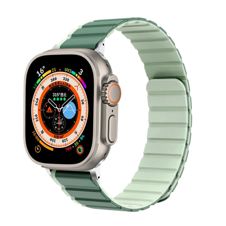 For Apple Watch Ultra 49mm ZGA Two Color Magnetic Silicone Watch Band(Dark Green+Light Green) - Watch Bands by ZGA | Online Shopping South Africa | PMC Jewellery | Buy Now Pay Later Mobicred