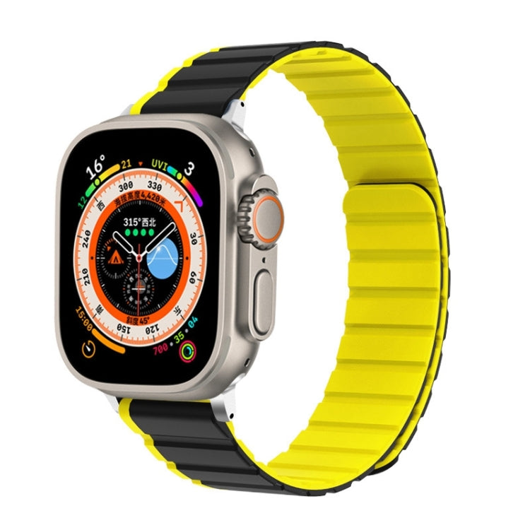 For Apple Watch Series 8 45mm ZGA Two Color Magnetic Silicone Watch Band(Grey+Yellow) - Watch Bands by ZGA | Online Shopping South Africa | PMC Jewellery