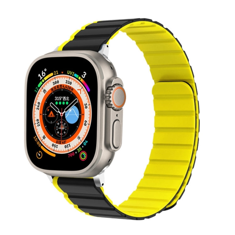 For Apple Watch Series 7 45mm ZGA Two Color Magnetic Silicone Watch Band(Grey+Yellow) - Watch Bands by ZGA | Online Shopping South Africa | PMC Jewellery