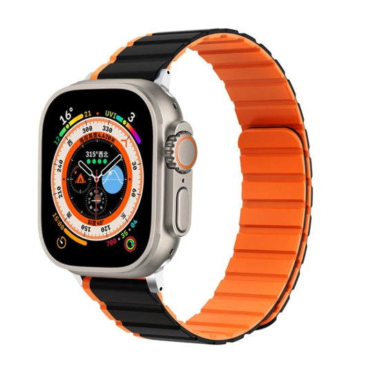 For Apple Watch Series 2 42mm ZGA Two Color Magnetic Silicone Watch Band(Black+Orange) - Watch Bands by ZGA | Online Shopping South Africa | PMC Jewellery