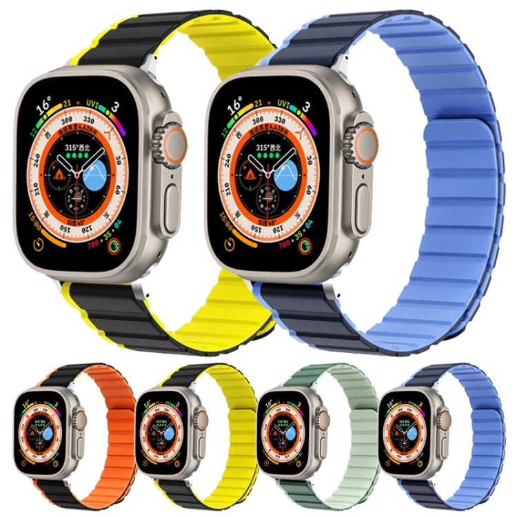 For Apple Watch Ultra 49mm ZGA Two Color Magnetic Silicone Watch Band(Black+Orange) - Watch Bands by ZGA | Online Shopping South Africa | PMC Jewellery