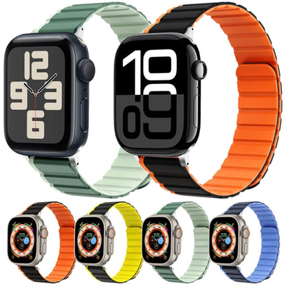 For Apple Watch Series 6 44mm ZGA Two Color Magnetic Silicone Watch Band(Grey+Yellow) - Watch Bands by ZGA | Online Shopping South Africa | PMC Jewellery | Buy Now Pay Later Mobicred