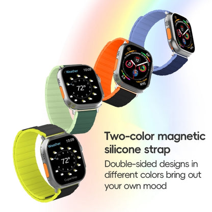 For Apple Watch Ultra 2 49mm ZGA Two Color Magnetic Silicone Watch Band(Grey+Yellow) - Watch Bands by ZGA | Online Shopping South Africa | PMC Jewellery | Buy Now Pay Later Mobicred