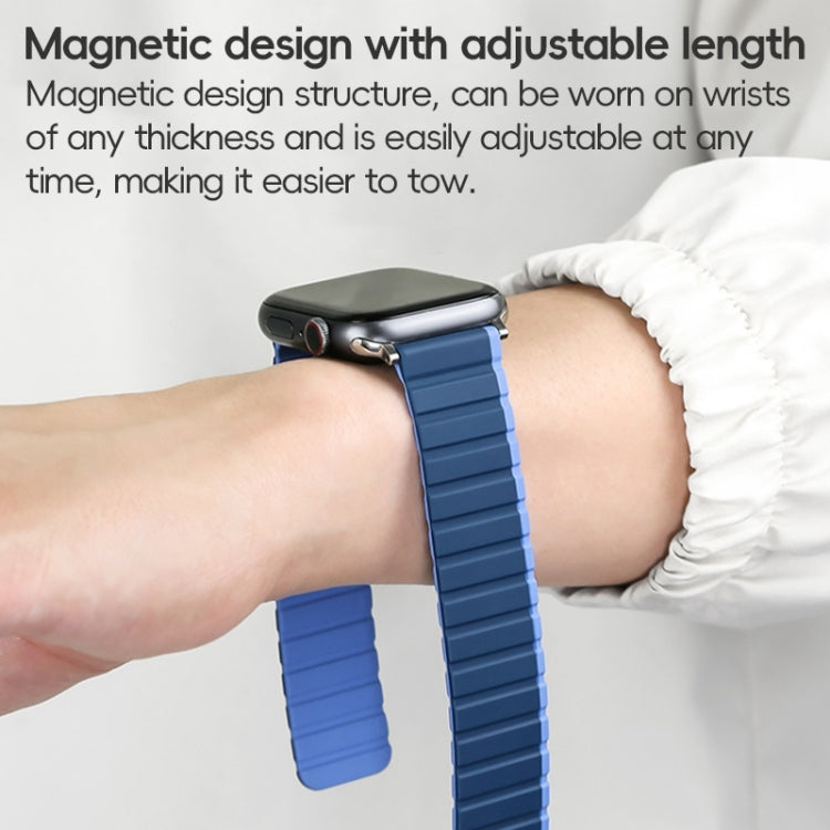 For Apple Watch SE 44mm ZGA Two Color Magnetic Silicone Watch Band(Dark Blue+Light Blue) - Watch Bands by ZGA | Online Shopping South Africa | PMC Jewellery | Buy Now Pay Later Mobicred