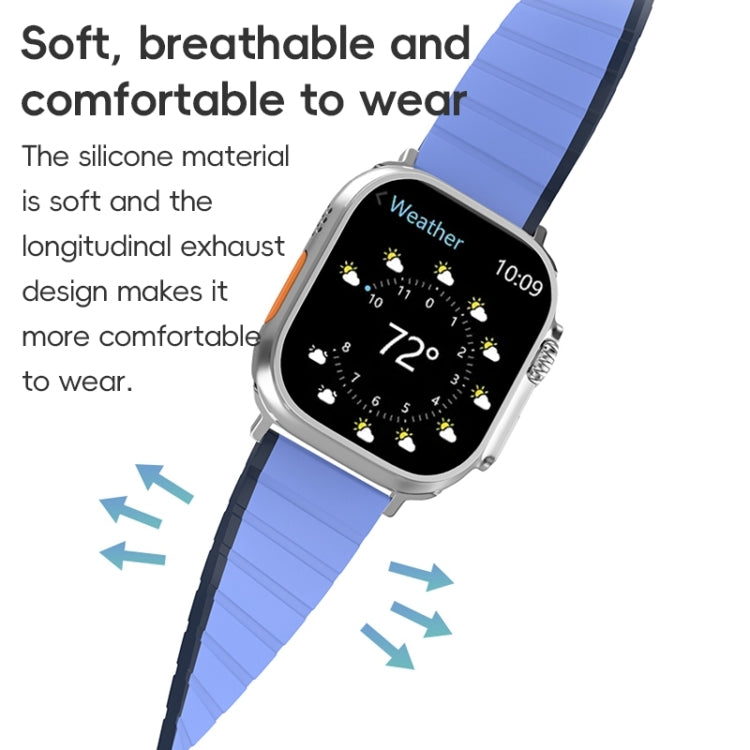 For Apple Watch SE 2023 44mm ZGA Two Color Magnetic Silicone Watch Band(Dark Blue+Light Blue) - Watch Bands by ZGA | Online Shopping South Africa | PMC Jewellery | Buy Now Pay Later Mobicred