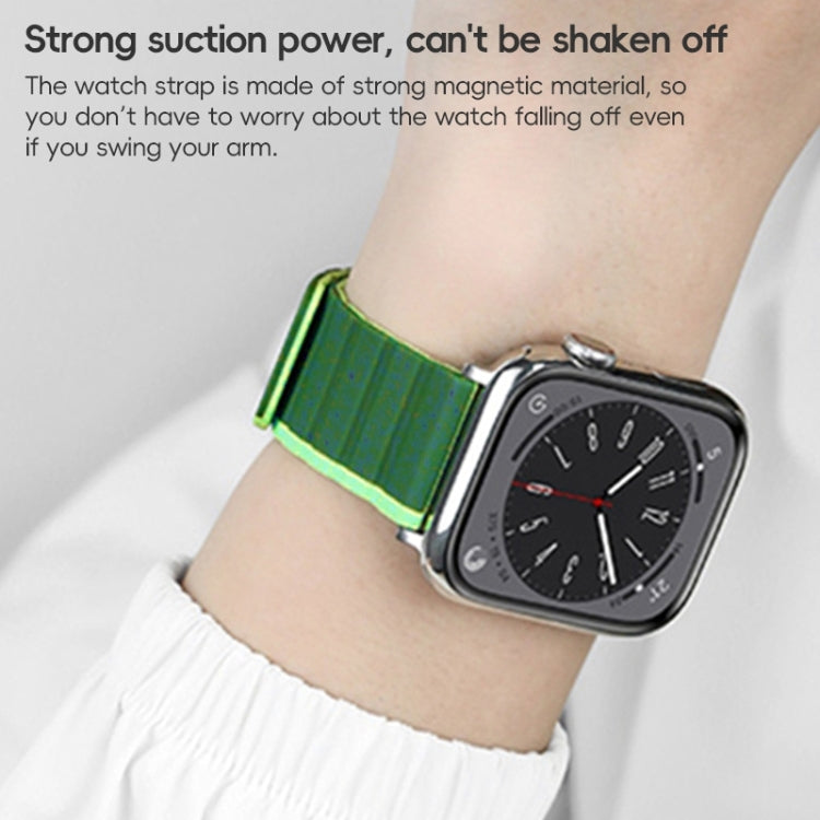 For Apple Watch Series 6 44mm ZGA Two Color Magnetic Silicone Watch Band(Dark Green+Light Green) - Watch Bands by ZGA | Online Shopping South Africa | PMC Jewellery