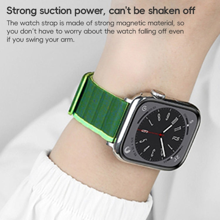 For Apple Watch SE 2023 44mm ZGA Two Color Magnetic Silicone Watch Band(Dark Green+Light Green) - Watch Bands by ZGA | Online Shopping South Africa | PMC Jewellery