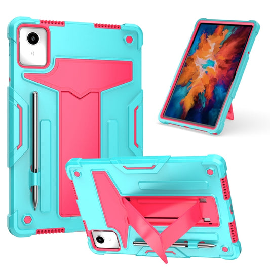 For Lenovo Tab M11/ Xiaoxin Pad 11 2024 T Holder Robot Silicone Hybrid PC Tablet Case(Mint Rose Red) - Lenovo by PMC Jewellery | Online Shopping South Africa | PMC Jewellery | Buy Now Pay Later Mobicred