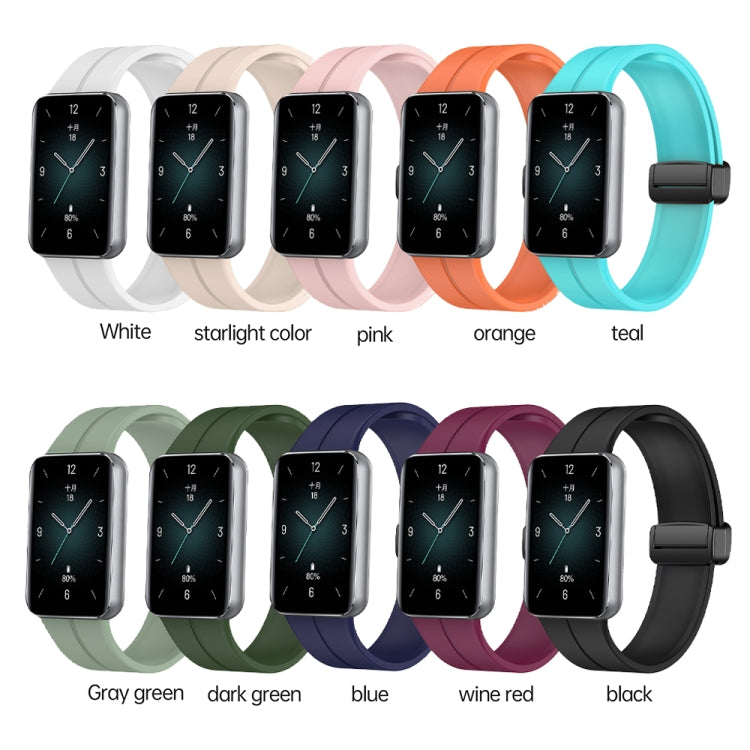 For Honor Band 9 Magnetic Folding Black Buckle Silicone Watch Band(Starlight Color) - Watch Bands by PMC Jewellery | Online Shopping South Africa | PMC Jewellery