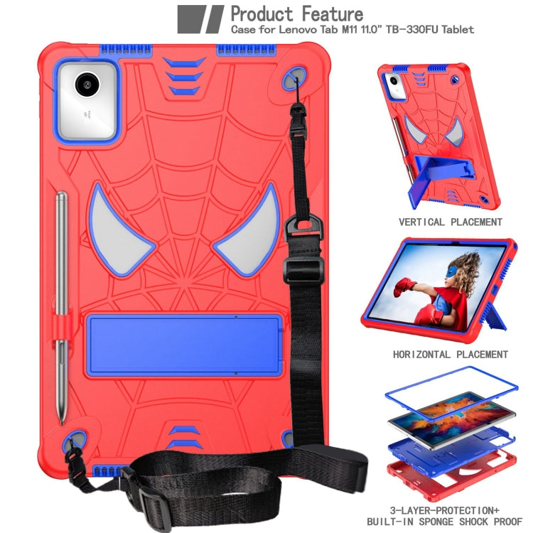 For Lenovo Tab M11/ Xiaoxin Pad 11 2024 Fold-Holder Spider Silicone Hybrid PC Tablet Case(Red Blue) - Lenovo by PMC Jewellery | Online Shopping South Africa | PMC Jewellery | Buy Now Pay Later Mobicred