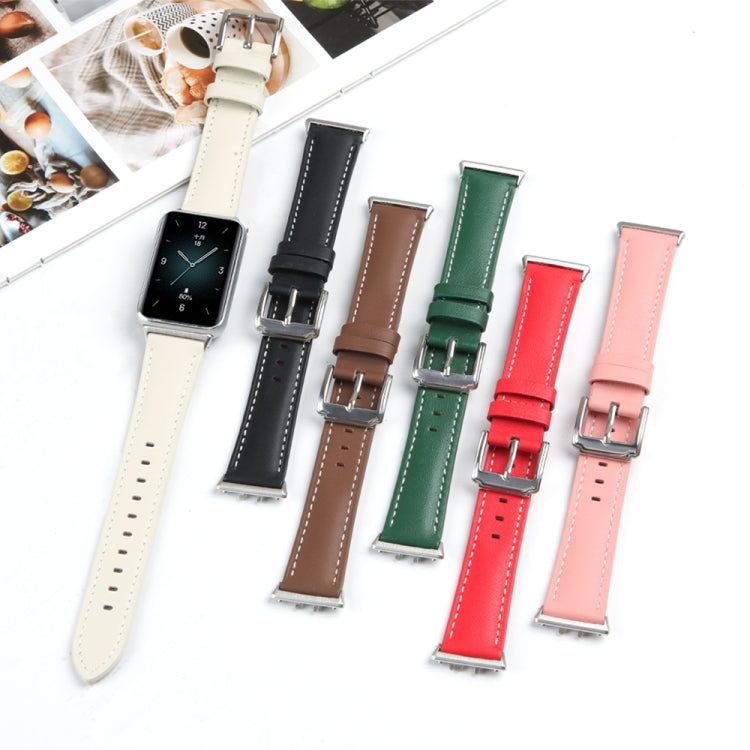 For Honor Band 9 Genuine Leather Watch Band(Creamy White) - Watch Bands by PMC TechLife | Online Shopping South Africa | PMC TechLife