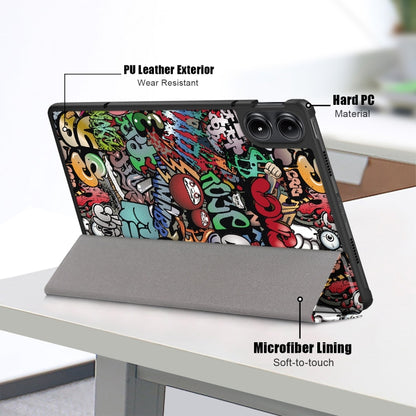 For Xiaomi Redmi Pad Pro 12.1 Custer Painted 3-Fold Stand Leather Smart Tablet Case(Graffiti) - More Tablet Cases by PMC Jewellery | Online Shopping South Africa | PMC Jewellery | Buy Now Pay Later Mobicred