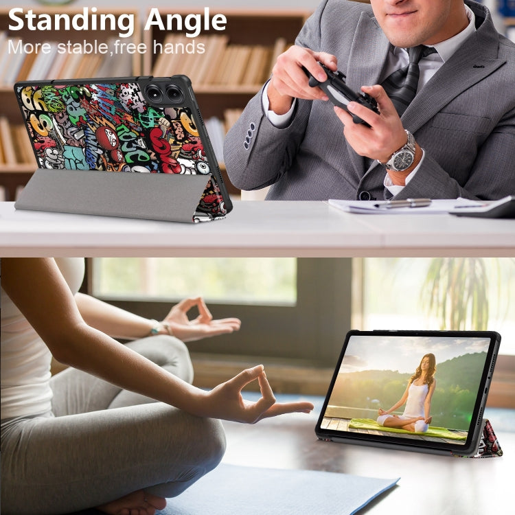 For Xiaomi Redmi Pad Pro 12.1 Custer Painted 3-Fold Stand Leather Smart Tablet Case(Graffiti) - More Tablet Cases by PMC TechLife | Online Shopping South Africa | PMC TechLife | Buy Now Pay Later Mobicred