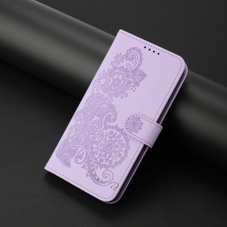 For iPhone SE 2024 Datura Flower Embossed Flip Leather Phone Case(Purple) - More iPhone Cases by PMC Jewellery | Online Shopping South Africa | PMC Jewellery | Buy Now Pay Later Mobicred