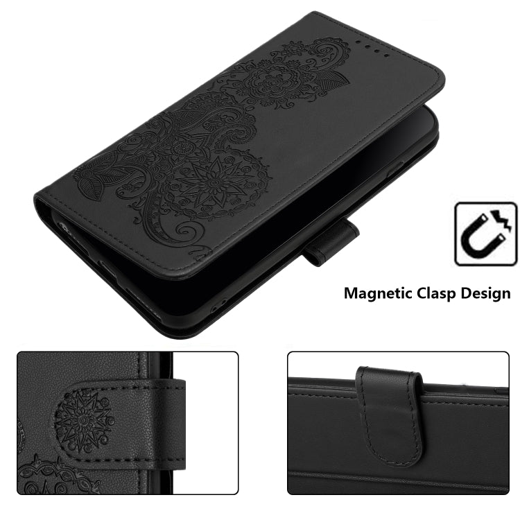 For iPhone SE 2024 Datura Flower Embossed Flip Leather Phone Case(Black) - More iPhone Cases by PMC Jewellery | Online Shopping South Africa | PMC Jewellery | Buy Now Pay Later Mobicred