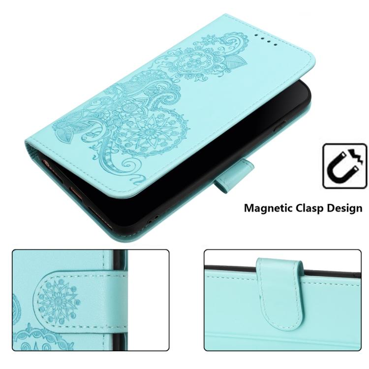 For iPhone 17 Datura Flower Embossed Flip Leather Phone Case(Light Blue) - free shipping - PMc TechLife - Order now!