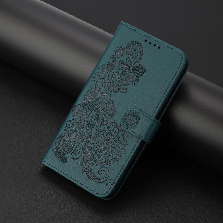 For iPhone 17 Pro Max Datura Flower Embossed Flip Leather Phone Case(Dark Green) - free shipping - PMc TechLife - Order now!