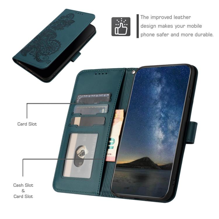 For iPhone 17 Pro Max Datura Flower Embossed Flip Leather Phone Case(Dark Green) - free shipping - PMc TechLife - Order now!