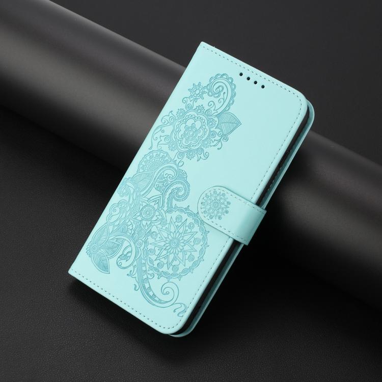 For iPhone 17 Pro Datura Flower Embossed Flip Leather Phone Case(Light Blue) - free shipping - PMc TechLife - Order now!