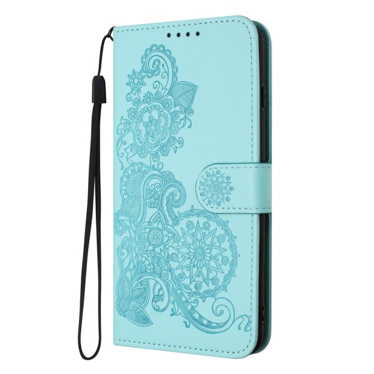 For iPhone 17 Pro Datura Flower Embossed Flip Leather Phone Case(Light Blue) - free shipping - PMc TechLife - Order now!