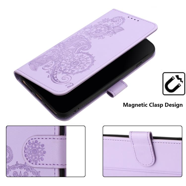 For iPhone 17 Pro Datura Flower Embossed Flip Leather Phone Case(Purple) - free shipping - PMc TechLife - Order now!