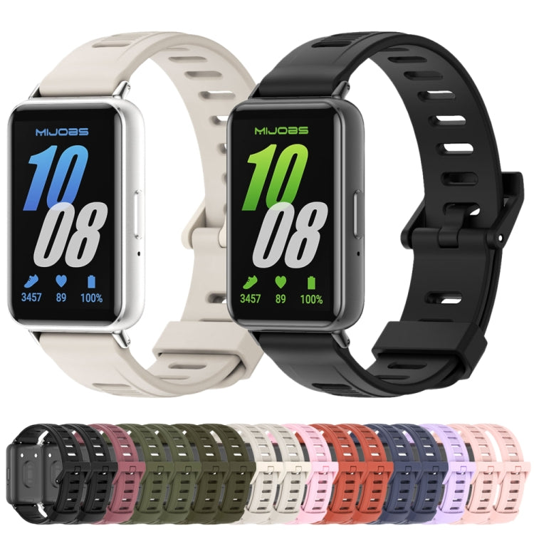 For Samsung Galaxy Fit 3 Mijobs Flat Hole Silicone Watch Band(Midnight Blue+Silver) - free shipping - PMc TechLife - Order now!