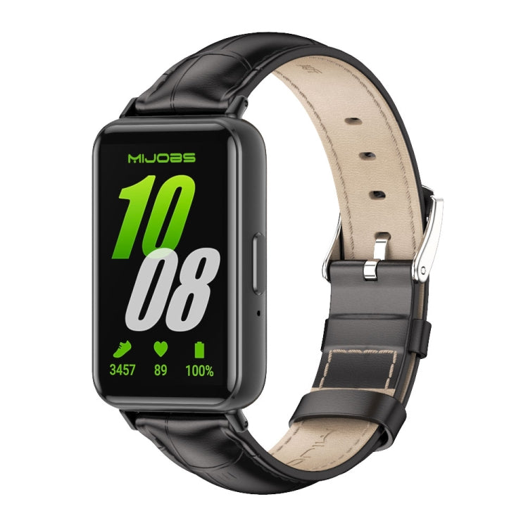 For Samsung Galaxy Fit 3 Mijobs Dual-sided Genuine Leather Watch Band(Bamboo Black) - free shipping - PMc TechLife - Order now!