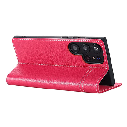 For Samsung Galaxy S24 5G GEBEI Top-grain Horizontal Flip Leather Phone Case(Rose Red) - Galaxy S24 5G Cases by GEBEI | Online Shopping South Africa | PMC Jewellery | Buy Now Pay Later Mobicred