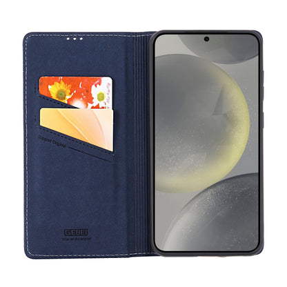 For Samsung Galaxy S24 5G GEBEI Top-grain Horizontal Flip Leather Phone Case(Blue) - Galaxy S24 5G Cases by GEBEI | Online Shopping South Africa | PMC Jewellery | Buy Now Pay Later Mobicred