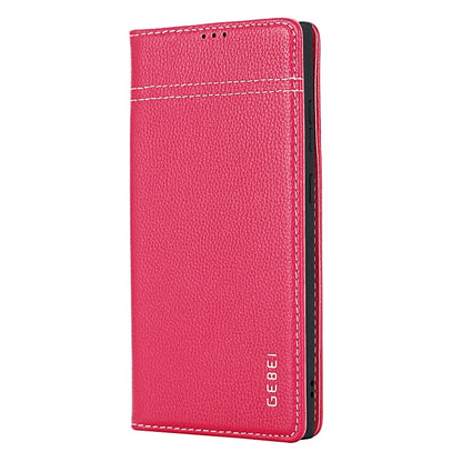 For Samsung Galaxy S24+ 5G GEBEI Top-grain Horizontal Flip Leather Phone Case(Rose Red) - Galaxy S24+ 5G Cases by GEBEI | Online Shopping South Africa | PMC Jewellery | Buy Now Pay Later Mobicred