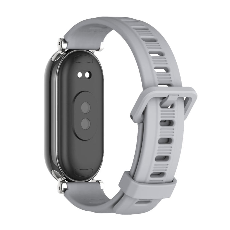 For Xiaomi Mi Band 8 Mijobs GT4 Flat Hole Silicone Watch Band(Grey Silver) - Watch Bands by MIJOBS | Online Shopping South Africa | PMC TechLife