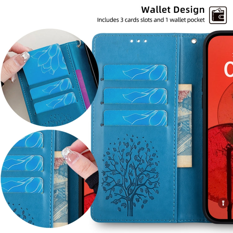 For Realme C53 4G / Narzo N53 4G Tree & Deer Embossed Leather Phone Case(Blue) - Realme Cases by PMC Jewellery | Online Shopping South Africa | PMC Jewellery | Buy Now Pay Later Mobicred