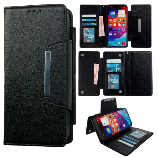 For iPhone 16 Pro Multifunctional Seven Cards Wallet Leather Phone Case(Black) - iPhone 16 Pro Cases by PMC Jewellery | Online Shopping South Africa | PMC Jewellery | Buy Now Pay Later Mobicred