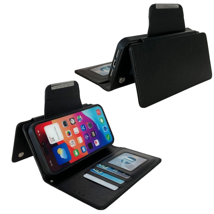 For iPhone 16 Multifunctional 7-Cards Wallet Leather Phone Case(Black) - free shipping - PMC Jewellery - Order now!
