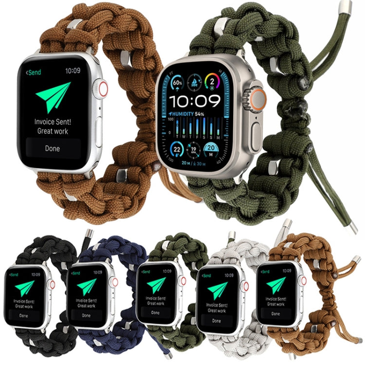 For Apple Watch Ultra 2 49mm Screw Nut Braided Paracord Watch Band(Coffee) - Watch Bands by PMC Jewellery | Online Shopping South Africa | PMC Jewellery | Buy Now Pay Later Mobicred