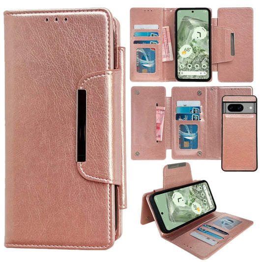 For Google Pixel 8a Multifunctional 7-Card Wallet Leather Phone Case(Rose Gold) - Google Cases by PMC Jewellery | Online Shopping South Africa | PMC Jewellery | Buy Now Pay Later Mobicred