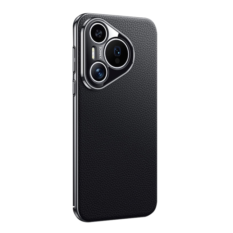 For Huawei Pura 70 Litchi Texture Genuine Leather Phone Case(Black) - free shipping - PMC Jewellery - Order now!